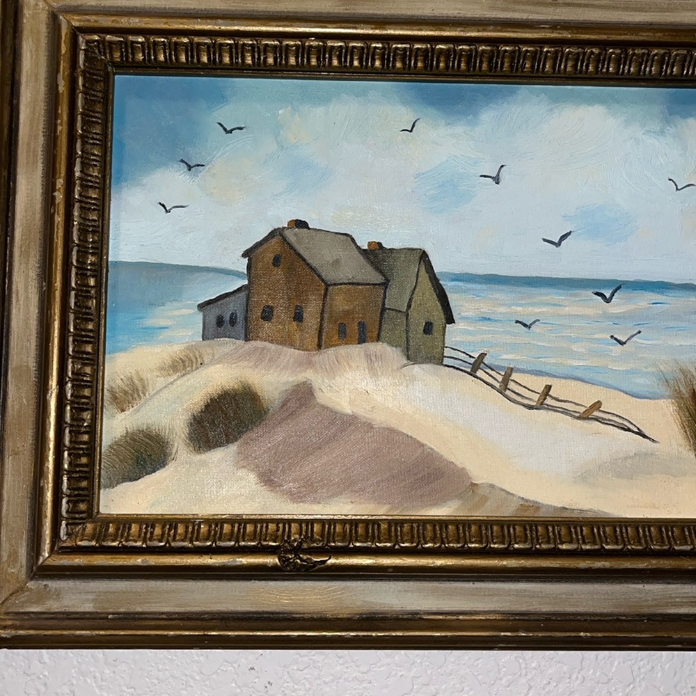 Rustic House by the Ocean Landscape Painting signed by local Oklahoma artist - Picture 3 of 4